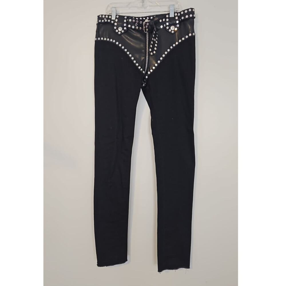 Alyx Black Studded Biker Pants with Leather – Size 27 - Picture 2 of 6